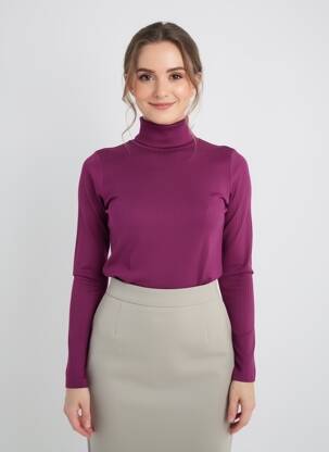 Sous-pull tissage côtelé manches longues violet KING LOUIE femme