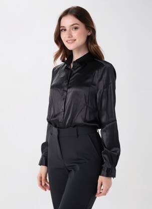 Chemisier coupe cintrée manches longues noir LA PETITE ETOILE femme