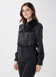 Chemisier coupe cintrée manches longues noir LA PETITE ETOILE femme
