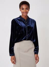 Chemisier coupe cintrée manches longues bleu WHITE STUFF femme