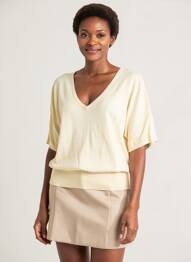 Pull col v manches courtes beige KING LOUIE femme