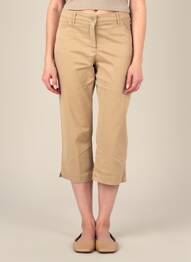 Pantalon 7/8 tissage popeline taille normale beige COUTURIST femme