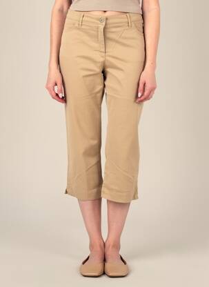 Pantalon 7/8 tissage popeline taille normale beige COUTURIST femme