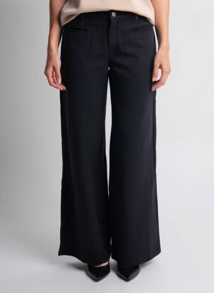 Pantalon large tissage popeline taille normale noir COUTURIST femme
