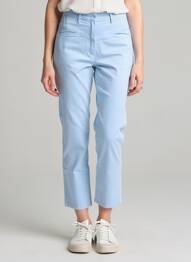 Pantalon 7/8 tissage popeline taille normale bleu COUTURIST femme