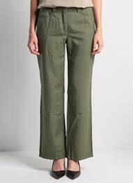 Pantalon droit tissage crêpe taille normale vert COUTURIST femme