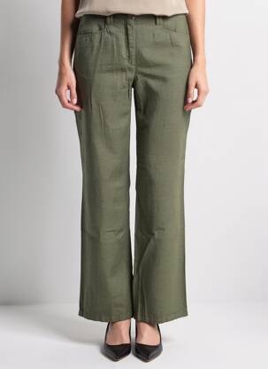 Pantalon droit tissage crêpe taille normale vert COUTURIST femme