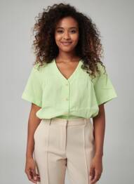 Chemisier tissage crêpe manches courtes vert COUTURIST femme