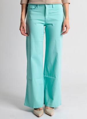 Pantalon flare fermeture zippée sous rabat boutonné bleu COUTURIST femme