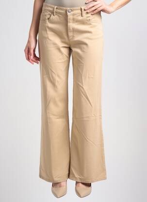 Pantalon flare fermeture zippée sous rabat boutonné beige COUTURIST femme
