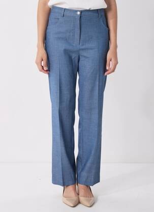 Pantalon droit stretch taille normale bleu FINNKARELIA femme