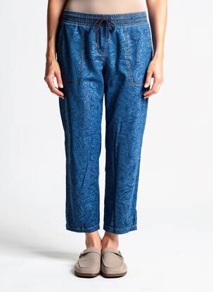 Pantalon 7/8 taille élastique taille normale bleu OLSEN femme