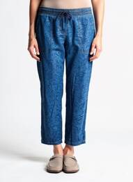 Pantalon 7/8 taille élastique taille normale bleu OLSEN femme
