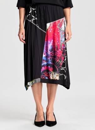 Jupe mi-longue stretch noir PAUSE CAFE femme