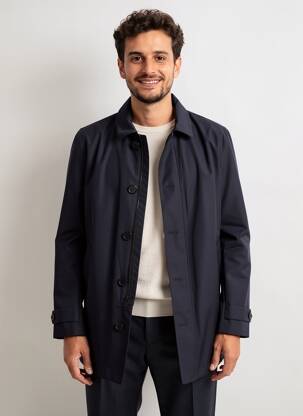 Trench coupe droite sans capuche noir HAFNIUM homme