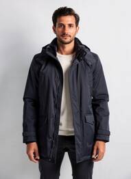 Parka manches longues a capuche bleu HAFNIUM homme