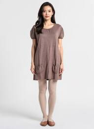 Robe pull tissage chiné manches courtes marron KATMAI femme