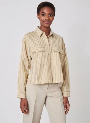 Chemisier coupe droite manches longues beige SOYACONCEPT femme