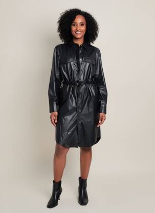 Robe mi-longue manches longues manches longues noir TONI femme