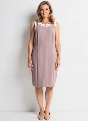 Robe mi-longue sans manche sans manche marron CHRISTINE LAURE femme