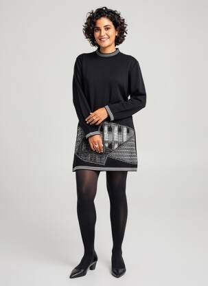 Robe pull stretch manches longues noir RODAM femme