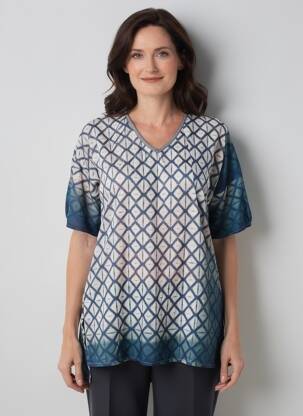 Tunique manches courtes légère et transparente bleu FRANCK ANNA femme