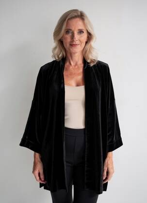 Veste kimono col v noir OLSEN femme