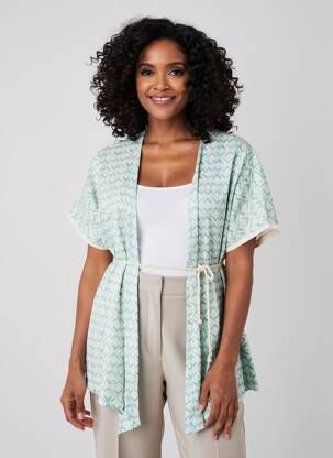 Gilet manches courtes col v vert GUITARE femme
