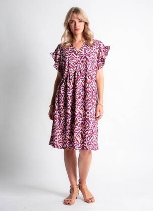 Robe mi-longue doublure manches courtes violet LE TEMPS DES CERISES fille