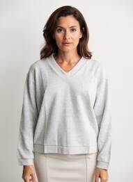 Pull tissage chiné manches longues gris GEISHA femme