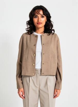 Blouson fermeture pressionnée marron GEISHA femme