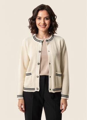 Gilet manches longues col rond beige SOYACONCEPT femme