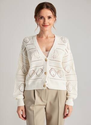 Gilet manches longues resserrée sur le bas beige GARCIA femme