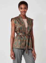 Gilet sans manche maille fine orange GEISHA femme