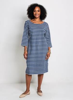 Robe mi-longue manches 3/4 manches 3/4 bleu ARMOR LUX femme