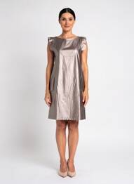 Robe courte manches courtes manches courtes argent SEMIOLOGY femme