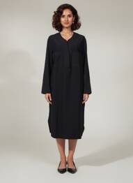 Robe mi-longue manches longues manches longues noir SEMIOLOGY femme