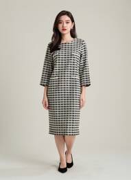 Robe mi-longue manches 3/4 manches 3/4 noir ALEXANDER & JACOB femme