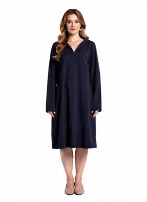 Robe mi-longue manches longues manches longues bleu AGATHE & LOUISE femme