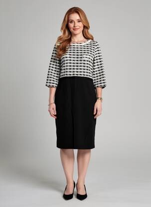 Robe mi-longue manches 3/4 manches 3/4 noir ALEXANDER & JACOB femme