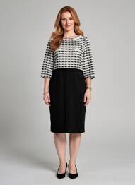 Robe mi-longue manches 3/4 manches 3/4 noir ALEXANDER & JACOB femme