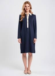 Robe mi-longue manches longues manches longues bleu ALEXANDER & JACOB femme