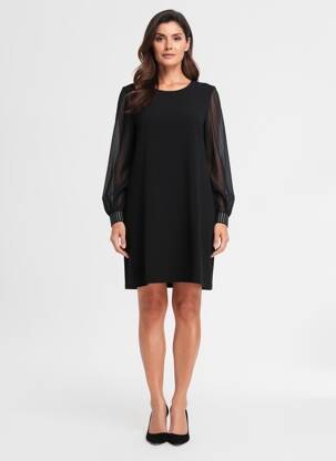 Robe courte manches longues manches longues noir SEMIOLOGY femme