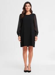 Robe courte manches longues manches longues noir SEMIOLOGY femme