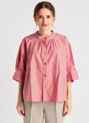 Chemisier tissage popeline manches courtes rouge ADORE femme