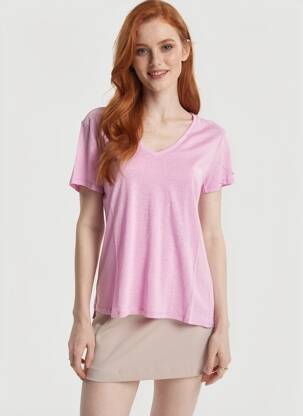 T-shirt col v manches courtes violet LA PETITE ETOILE femme