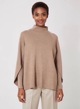 Pull coupe droite manches longues marron ADORE femme