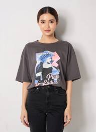 T-shirt sérigraphie manches courtes gris NINE TEES femme