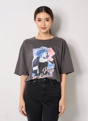 T-shirt sérigraphie manches courtes gris NINE TEES femme