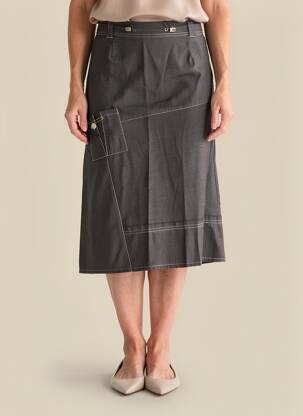 Jupe mi-longue taille normale gris UN POINT C EST TOUT femme